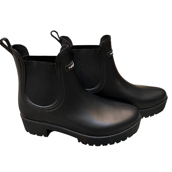 Nautical Black Ankle Rain Boots - Picture 3 of 6